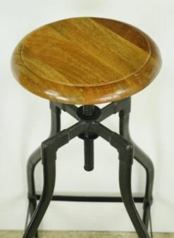Vintage Adjustable Steel & Teak Wood Bar Stool 15 Vintage Adjustable Steel & Teak Wood Bar Stool -OGT Sale Store q285167 04