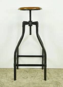 Vintage Adjustable Steel & Teak Wood Bar Stool 20 Vintage Adjustable Steel & Teak Wood Bar Stool -OGT Sale Store q285167 09