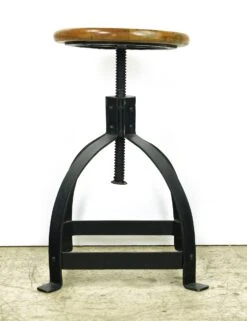 Industrial Adjustable Black Steel Teak Seat Counter Stool 15 Industrial Adjustable Black Steel Teak Seat Counter Stool -OGT Sale Store q285173 06