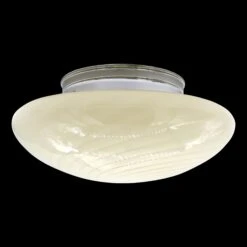 1980s Vetri Murano Cream Swirl Glass & Steel Flush Mount Light 15 1980s Vetri Murano Cream Swirl Glass & Steel Flush Mount Light -OGT Sale Store q285286 05