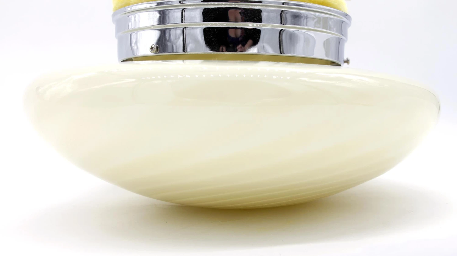 1980s Vetri Murano Cream Swirl Glass & Steel Flush Mount Light 9 1980s Vetri Murano Cream Swirl Glass & Steel Flush Mount Light - Image 7