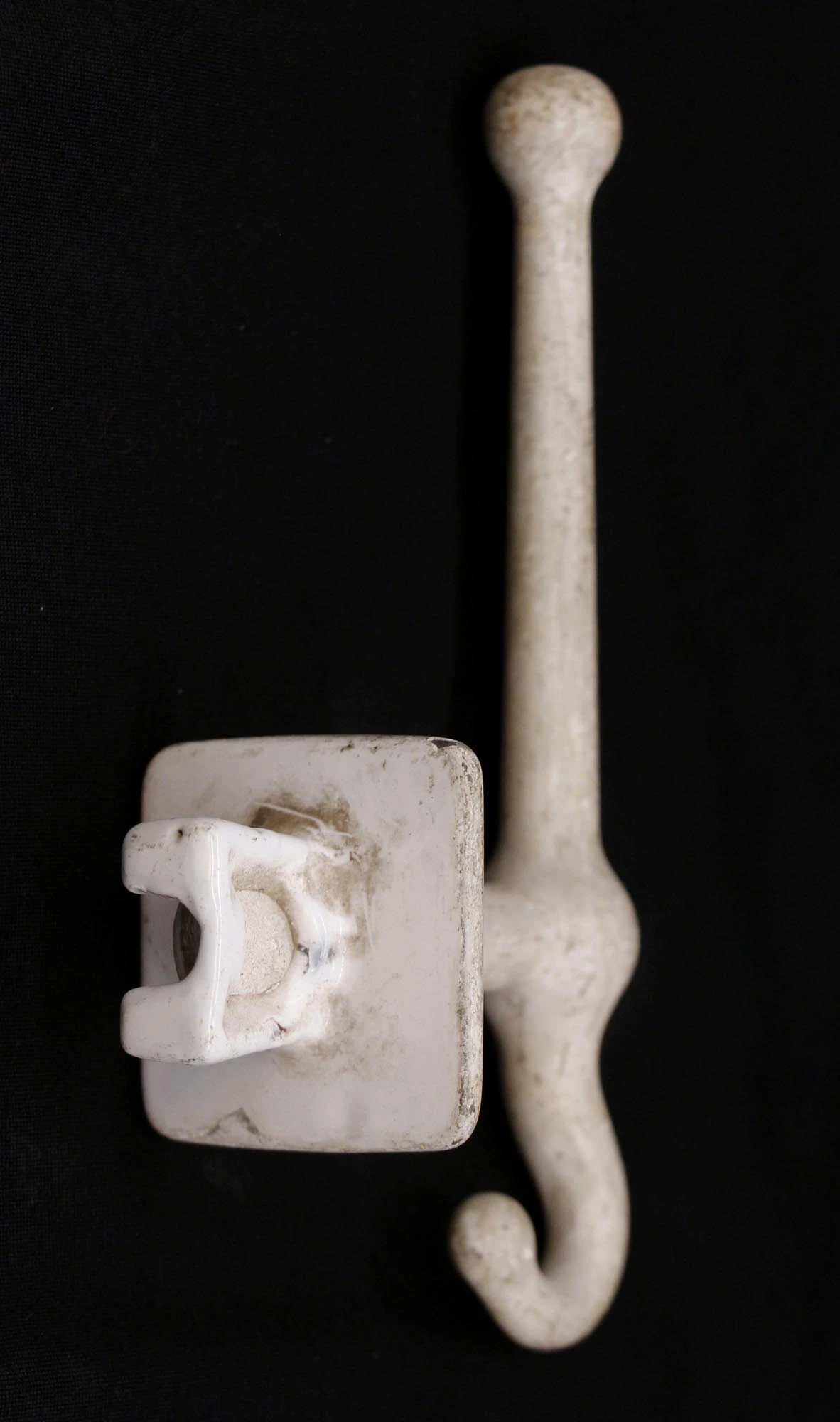 Vintage Cast Iron White Painted Flush Mount Wall Hook 7 Vintage Cast Iron White Painted Flush Mount Wall Hook - Image 5