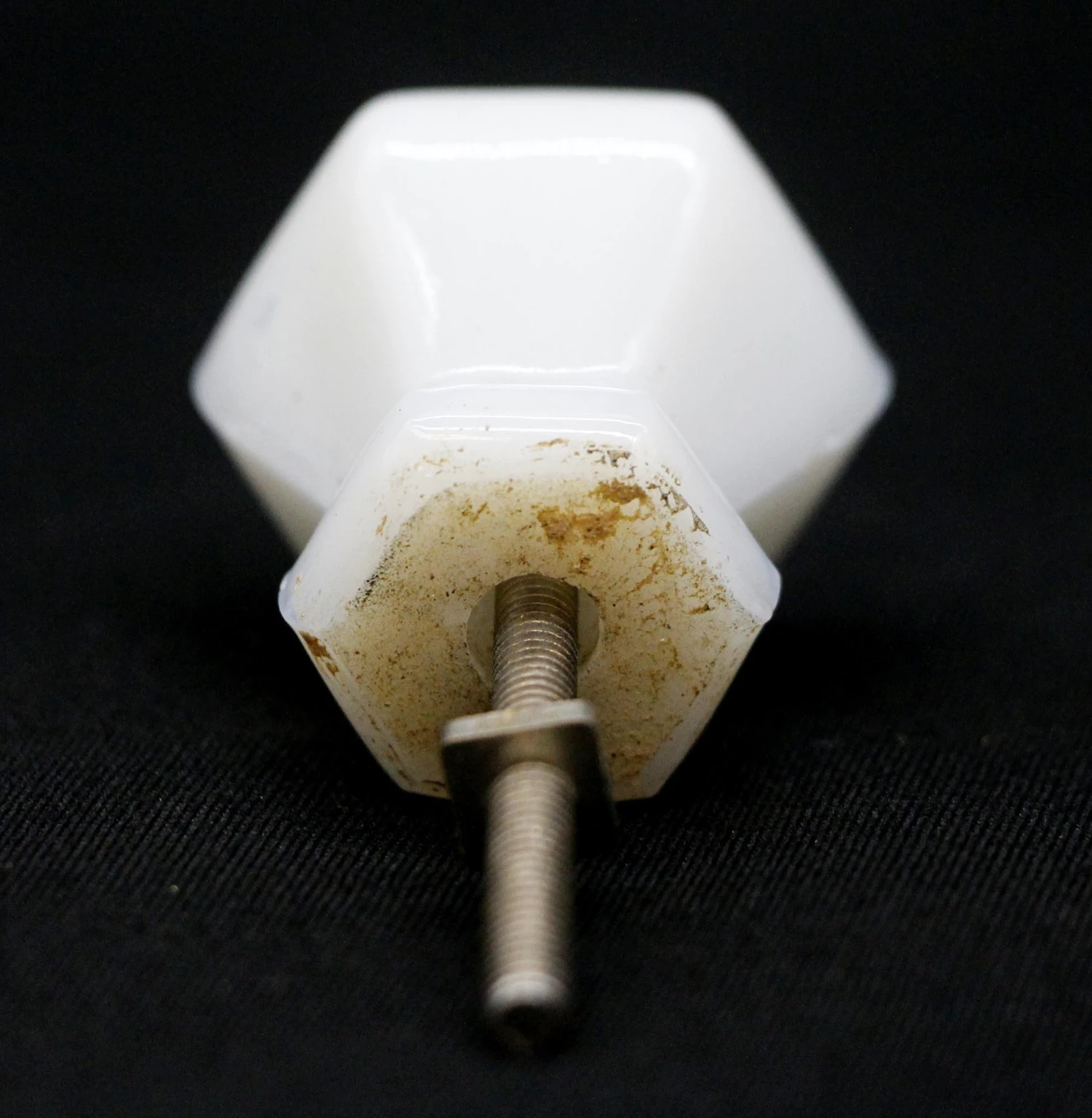 Vintage 1 In. White Ceramic Hexagon Cabinet Knob 6 Vintage 1 In. White Ceramic Hexagon Cabinet Knob - Image 4