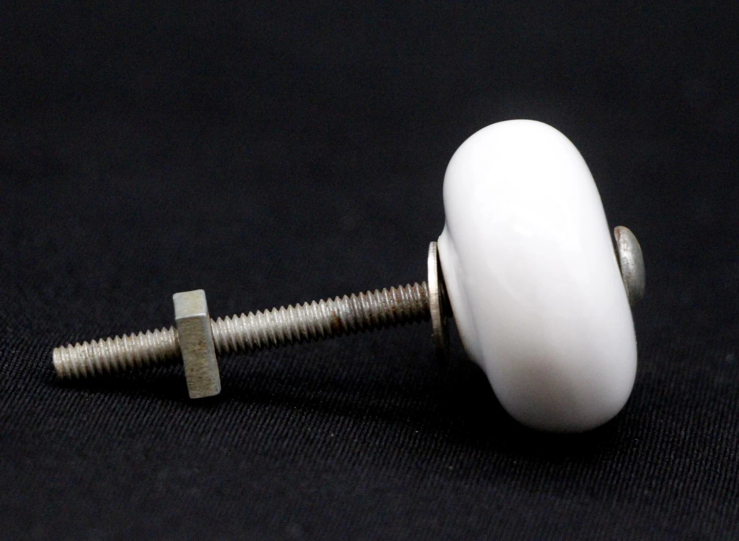 Pair Of Vintage 1.25 In. Round White Ceramic Cabinet Knobs 8 Pair Of Vintage 1.25 In. Round White Ceramic Cabinet Knobs - Image 6