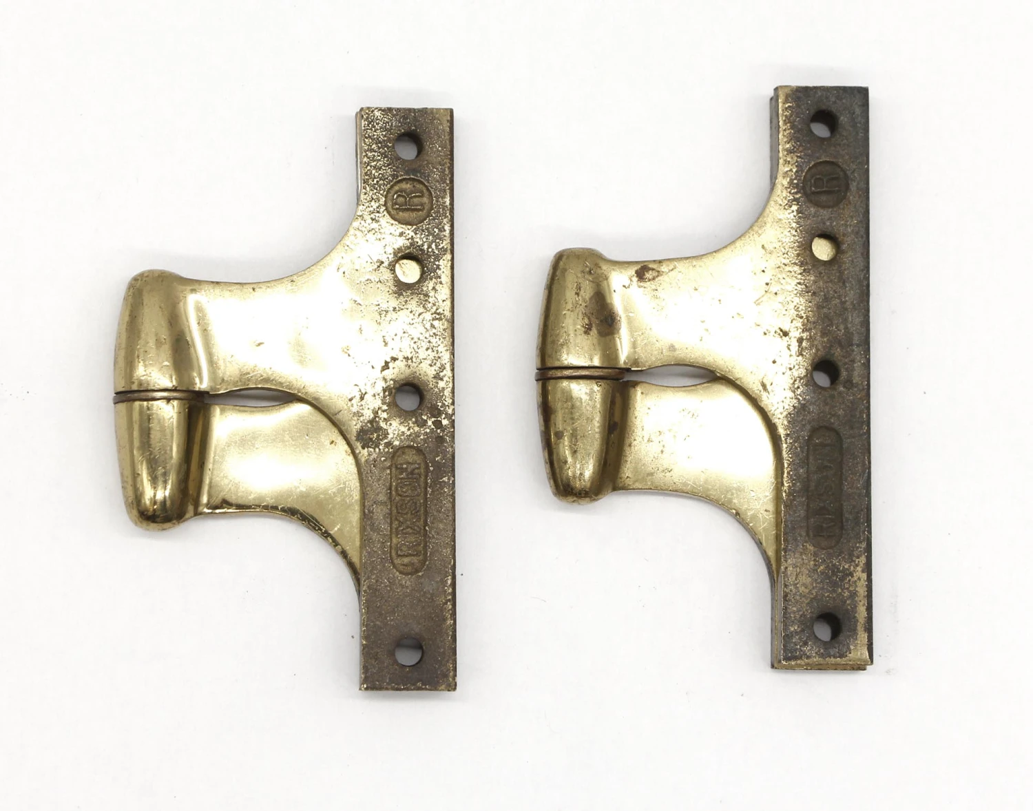 Pair Of Vintage 5 X 5 Rixson Brass Right Olive Door Hinges 6 Pair Of Vintage 5 X 5 Rixson Brass Right Olive Door Hinges - Image 4