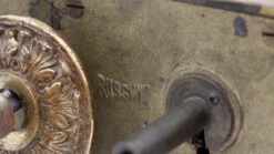 Antique Ornate Solid Brass Russwin Right Door Rim Lock & Oval Knob Set 23 Antique Ornate Solid Brass Russwin Right Door Rim Lock & Oval Knob Set -OGT Sale Store q285416 08