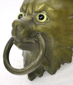 Bronze Wolf Head Glass Eyes Ring Entry Door Pull -OGT Sale Store q285465 05