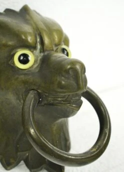 Bronze Wolf Head Glass Eyes Ring Entry Door Pull -OGT Sale Store q285465 07