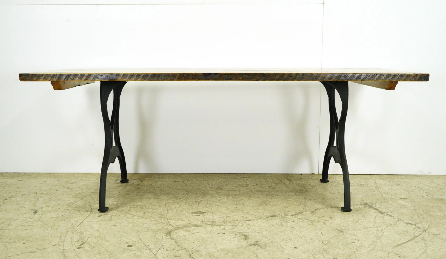 Handcrafted 7 Ft. Natural Pine Cast Iron Brooklyn Legs Dining Farm Table 7 Handcrafted 7 Ft. Natural Pine Cast Iron Brooklyn Legs Dining Farm Table - Image 5