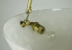 Modern White Etched Glass Dish Brass Pole Pendant Light 15 Modern White Etched Glass Dish Brass Pole Pendant Light -OGT Sale Store q285502 04