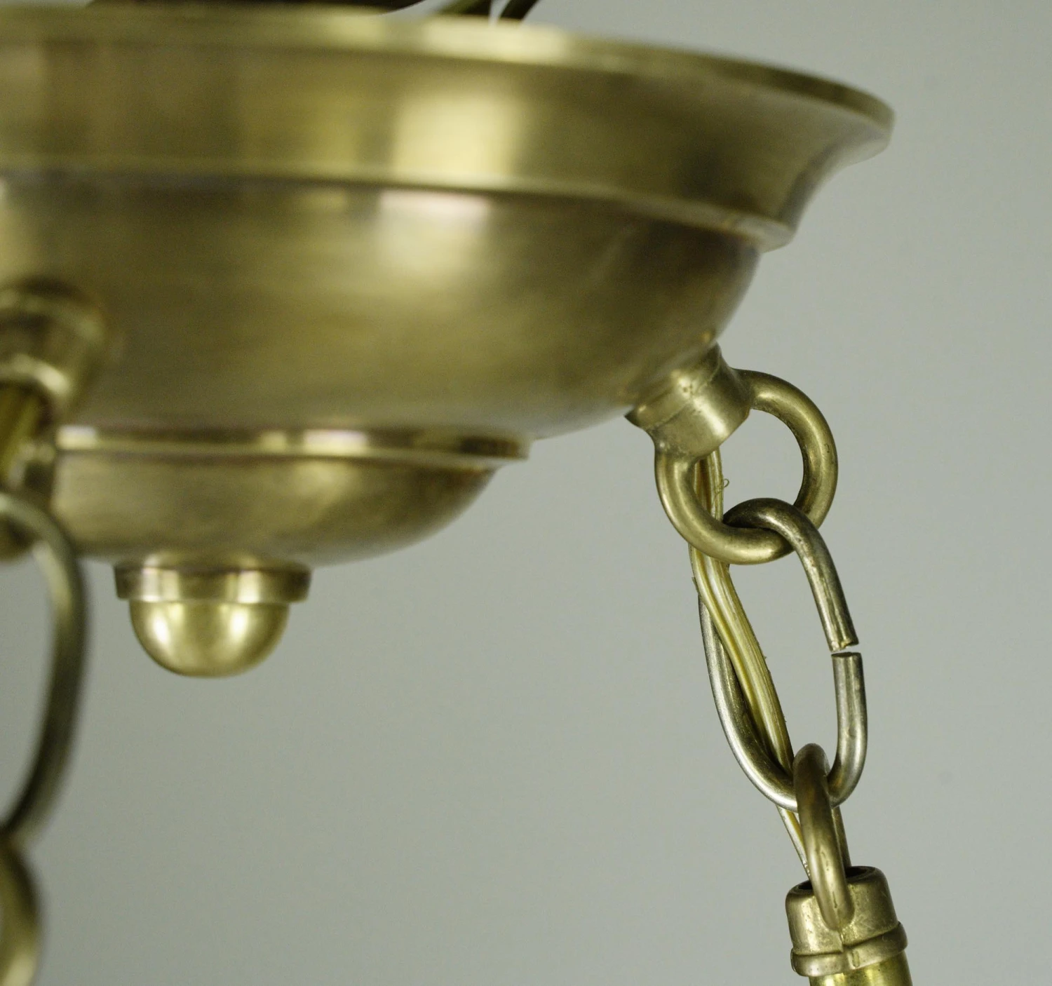 Modern White Etched Glass Dish Brass Pole Pendant Light 8 Modern White Etched Glass Dish Brass Pole Pendant Light - Image 6