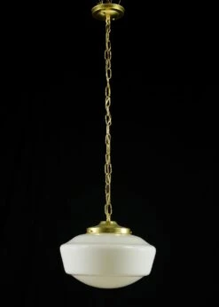 Schoolhouse 14 In. Milk Glass Brushed Brass Chain Pendant Light -OGT Sale Store q285520 07