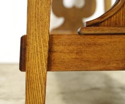 Vintage 58 In. Spade Carvings Medium Tone Oak Table With Shelf 23 Vintage 58 In. Spade Carvings Medium Tone Oak Table With Shelf -OGT Sale Store q285530 08