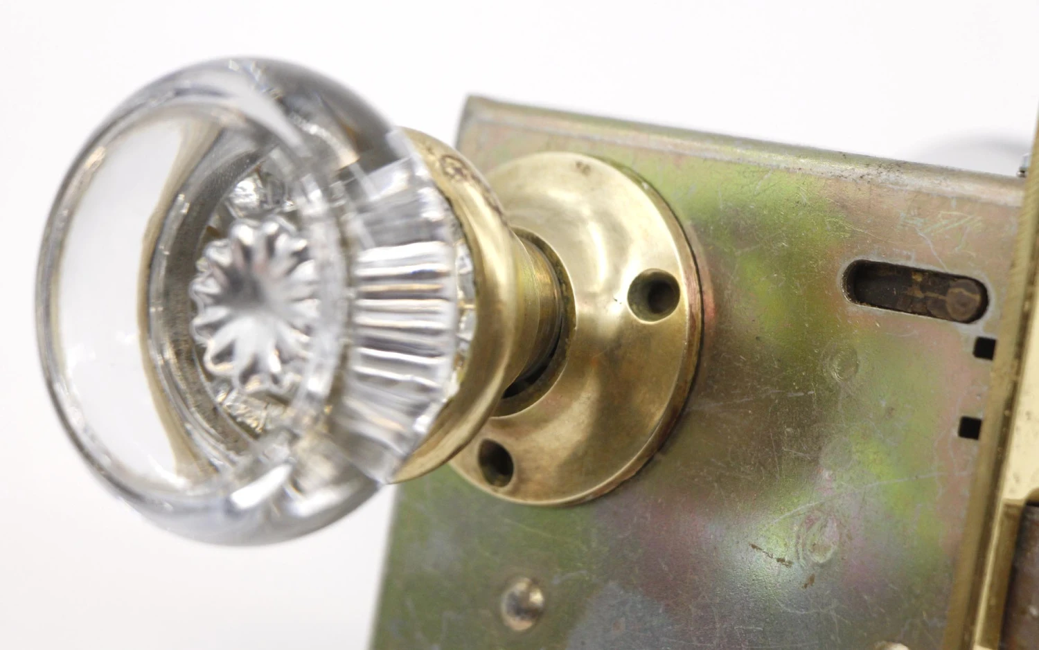 Vintage Round Glass Polished Brass Baldwin Lock Door Knob Set 10 Vintage Round Glass Polished Brass Baldwin Lock Door Knob Set - Image 8