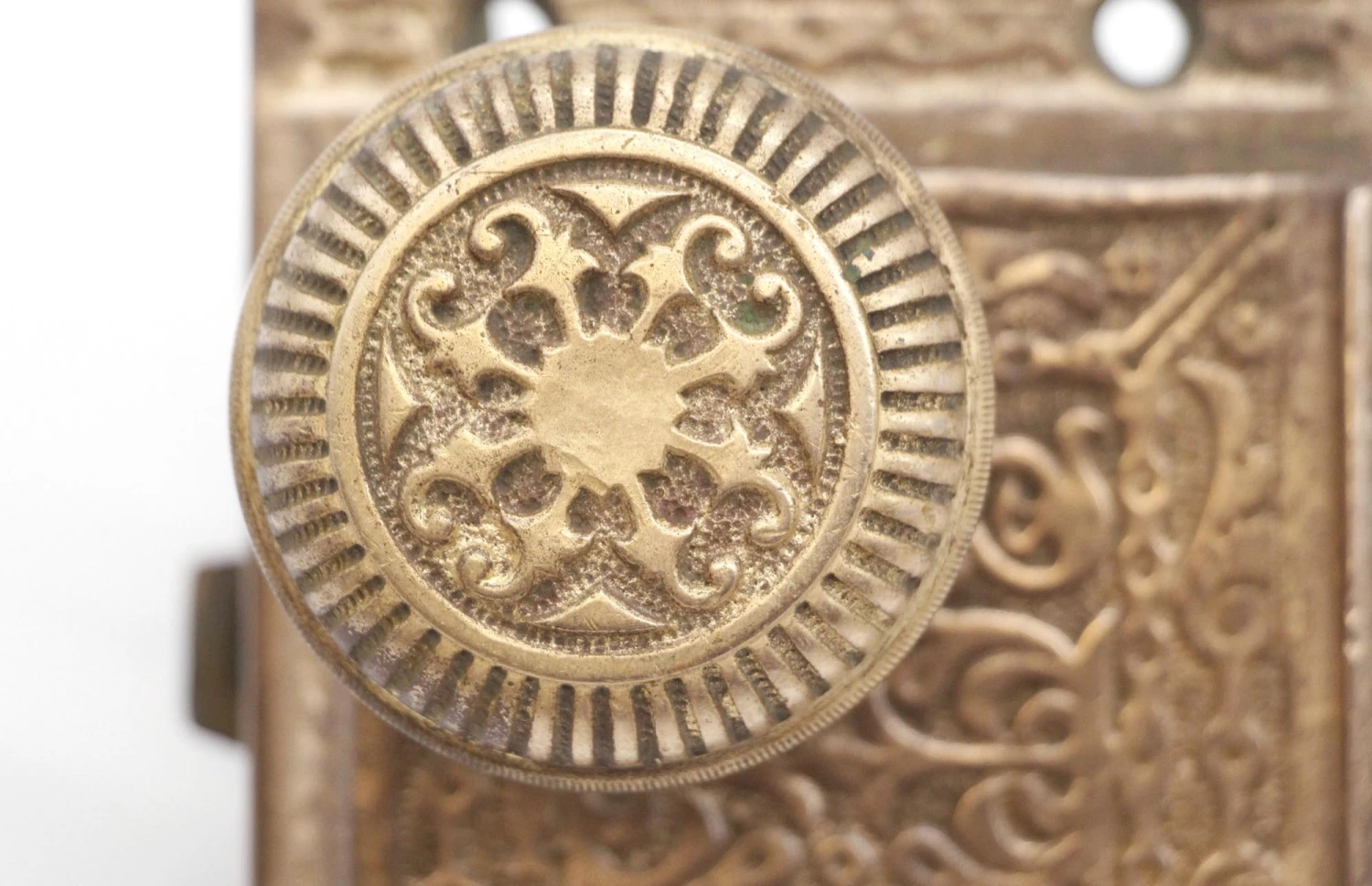 Antique Victorian Bronze Rim Door Lock Set 6 Antique Victorian Bronze Rim Door Lock Set - Image 4