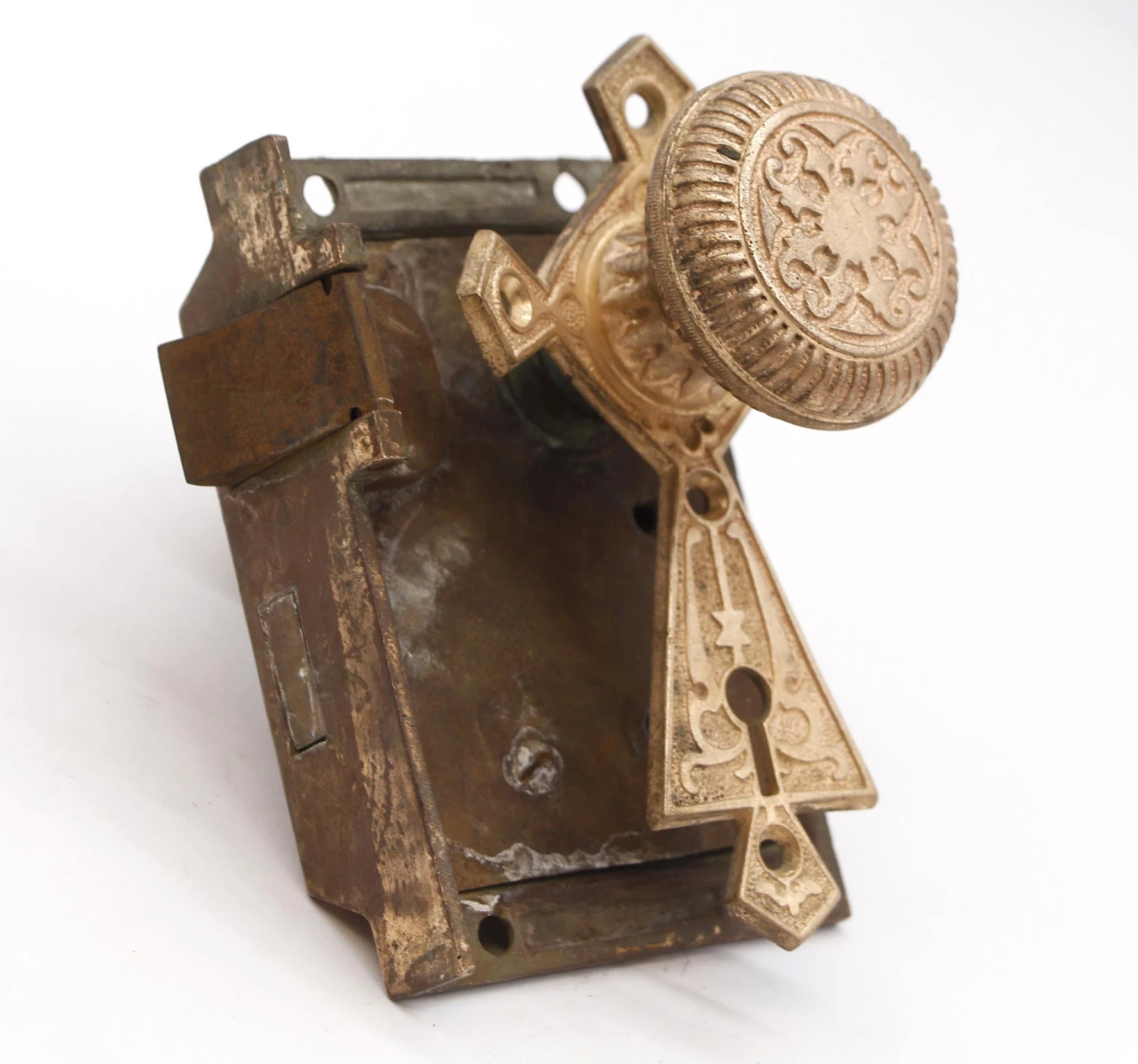 Antique Victorian Bronze Rim Door Lock Set 10 Antique Victorian Bronze Rim Door Lock Set - Image 8