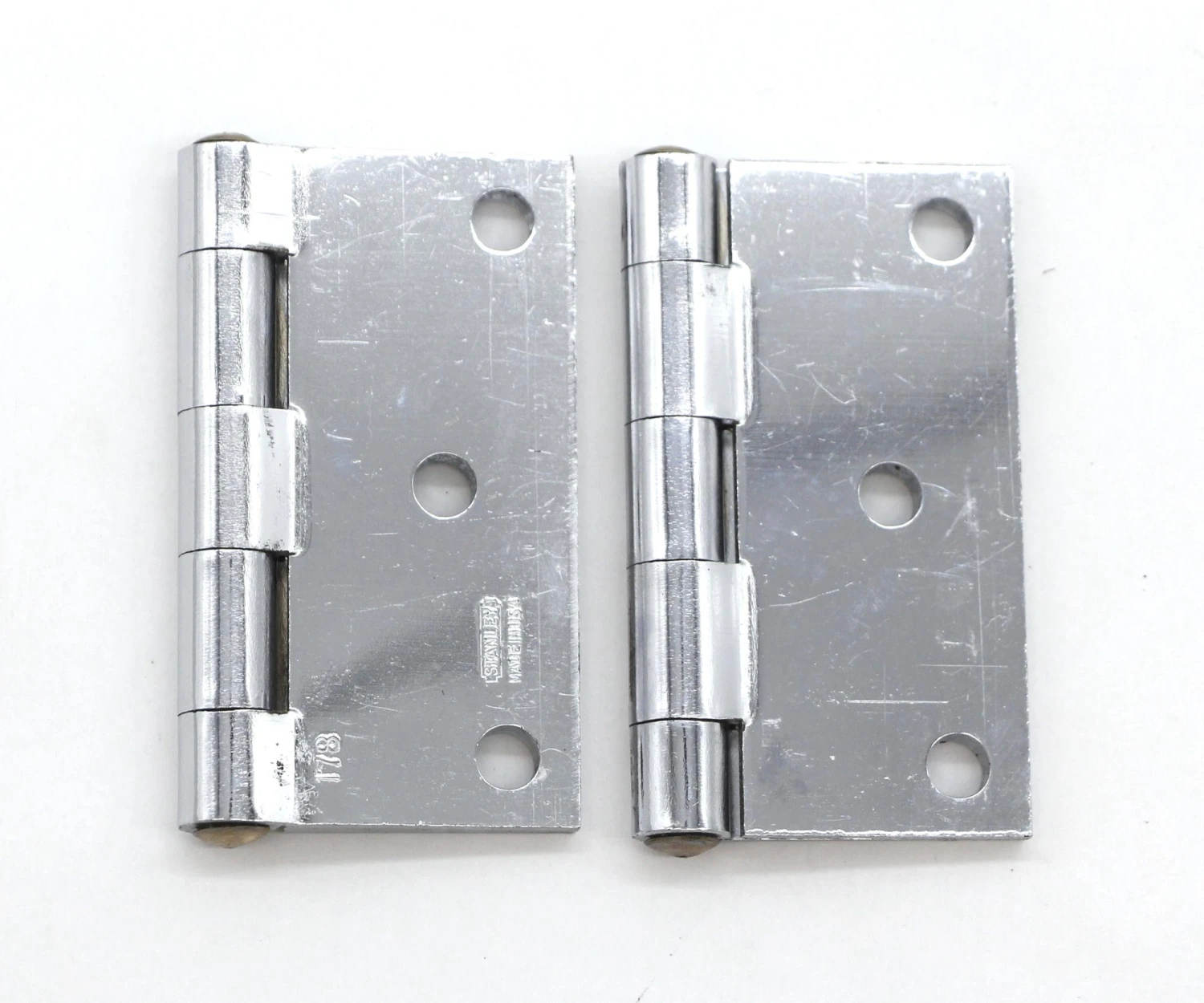 Pair Of Chrome Plated Steel Stanley 3 X 3 Butt Door Hinges 6 Pair Of Chrome Plated Steel Stanley 3 X 3 Butt Door Hinges - Image 4