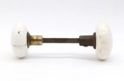 Pair Of Antique White Crackled Ceramic Door Knobs -OGT Sale Store q285694 04