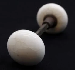 Pair Of Antique White Crackled Ceramic Door Knobs -OGT Sale Store q285694 08