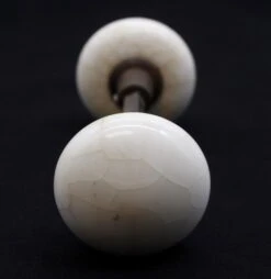 Pair Of Antique White Crackled Ceramic Door Knobs -OGT Sale Store q285694 09