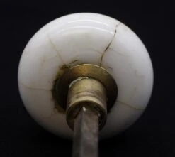 Pair Of Antique White Crackled Ceramic Door Knobs -OGT Sale Store q285694 10