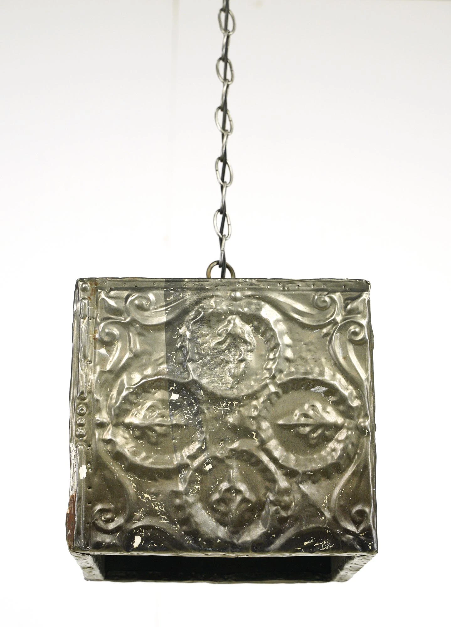 Handmade Antique Tin Ceiling 12 In. Square Pendant Light 11 Handmade Antique Tin Ceiling 12 In. Square Pendant Light - Image 9