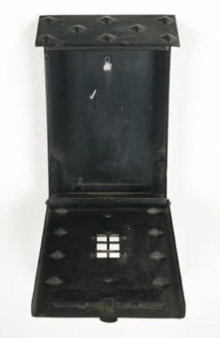 Antique Arts & Crafts Mission Wrought Iron Studded Black Mailbox 13 Antique Arts & Crafts Mission Wrought Iron Studded Black Mailbox -OGT Sale Store q286200 04