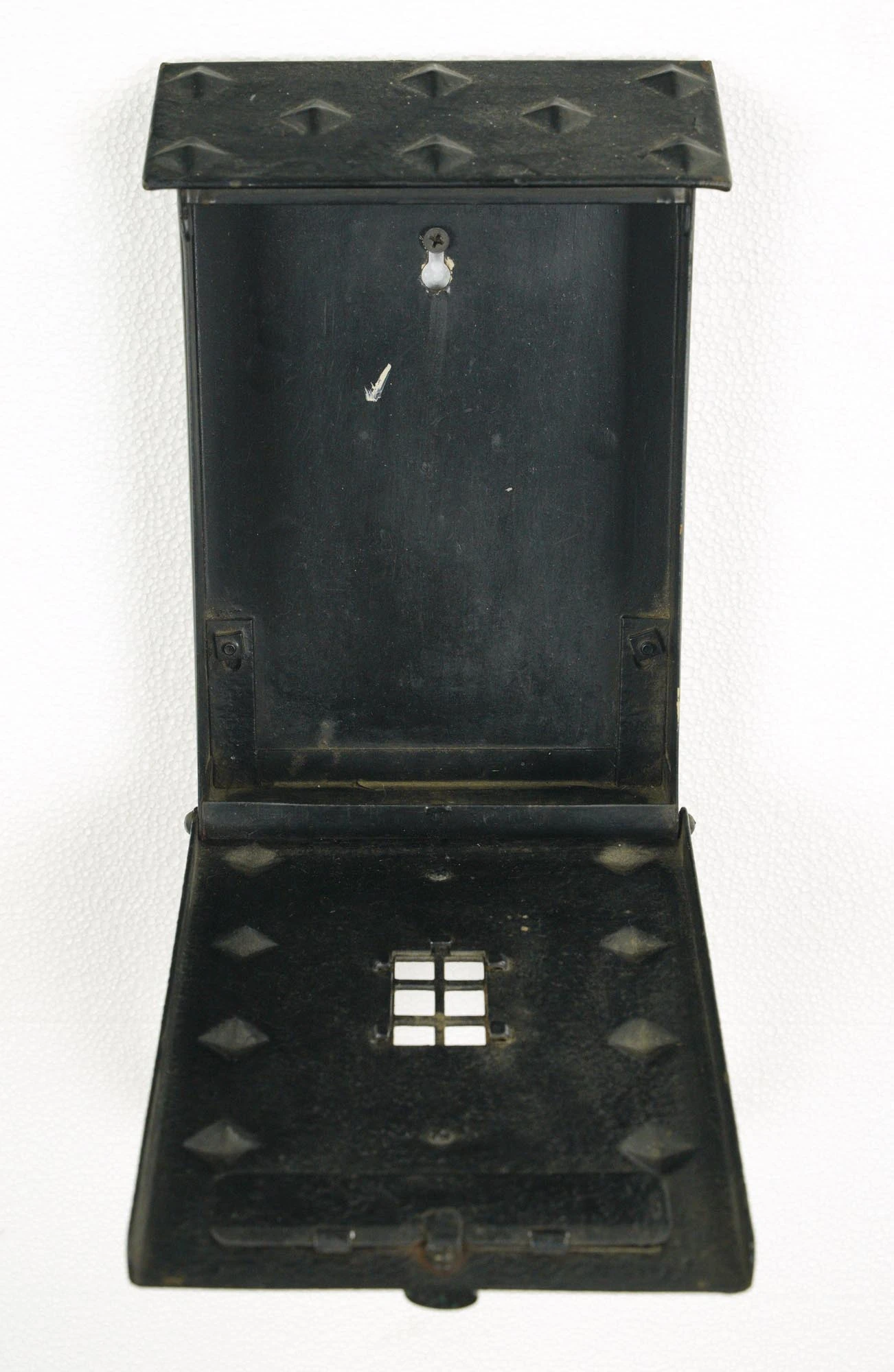 Antique Arts & Crafts Mission Wrought Iron Studded Black Mailbox 6 Antique Arts & Crafts Mission Wrought Iron Studded Black Mailbox - Image 4