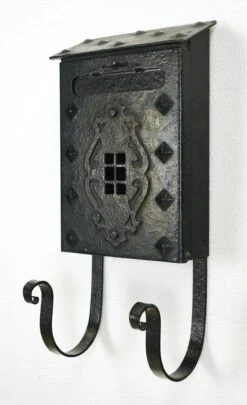 Antique Arts & Crafts Mission Wrought Iron Studded Black Mailbox 15 Antique Arts & Crafts Mission Wrought Iron Studded Black Mailbox -OGT Sale Store q286200 06