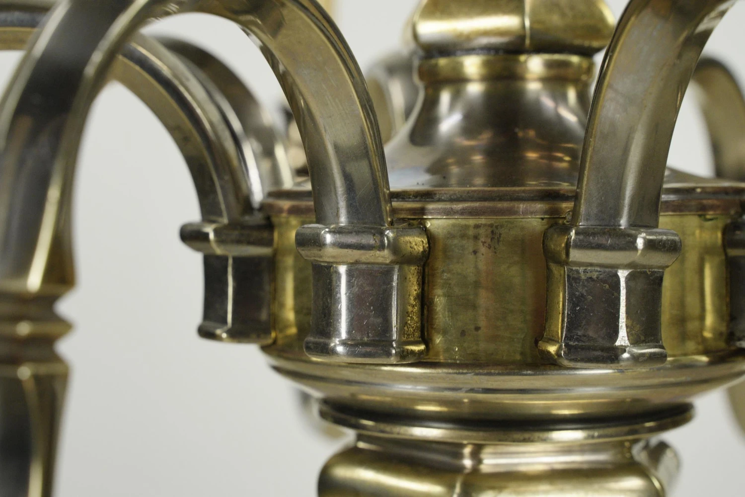 Dutch Style 8 Arm Two Tone Nickel Brass Chandelier 14 Dutch Style 8 Arm Two Tone Nickel Brass Chandelier - Image 12