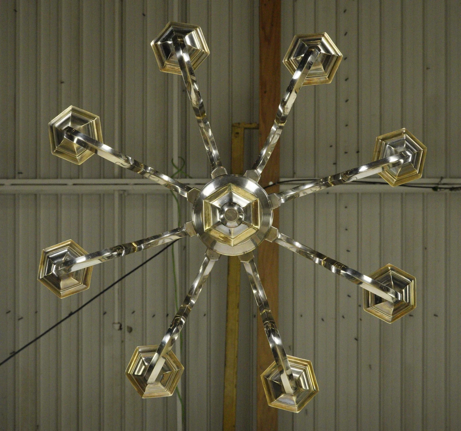 Dutch Style 8 Arm Two Tone Nickel Brass Chandelier 15 Dutch Style 8 Arm Two Tone Nickel Brass Chandelier - Image 13