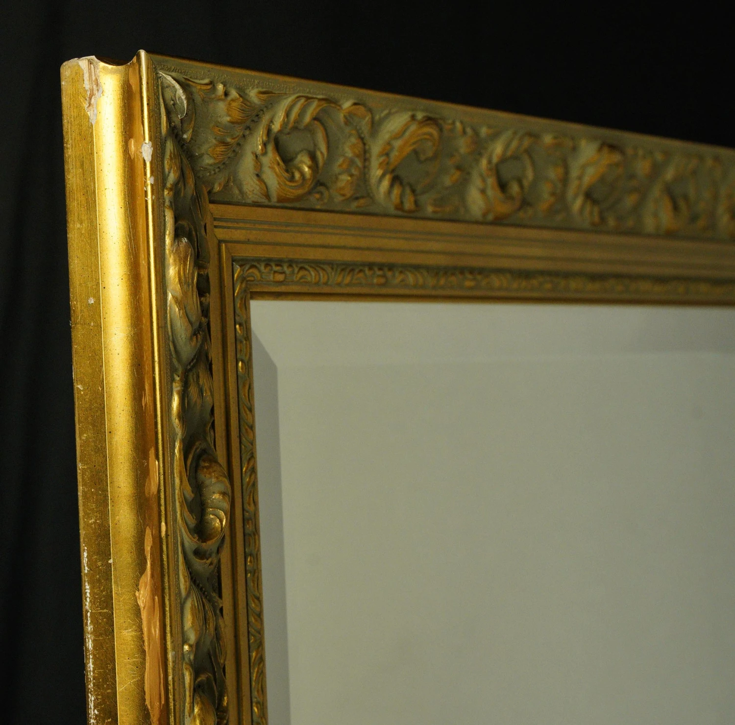 Vintage French Gilt Wood Plaster Beveled Wall Mirror 79 X 42 In. 9 Vintage French Gilt Wood Plaster Beveled Wall Mirror 79 X 42 In. - Image 7