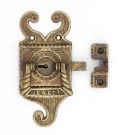 Antique Jewett Bronze Right Hand Ice Box Lock 13 Antique Jewett Bronze Right Hand Ice Box Lock -OGT Sale Store q286311 04