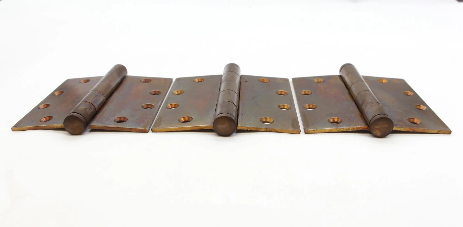 Set Of 3 Lawrence 4.5 X 4.5 In. Ball Bearing Brass Butt Door Hinges 6 Set Of 3 Lawrence 4.5 X 4.5 In. Ball Bearing Brass Butt Door Hinges - Image 4