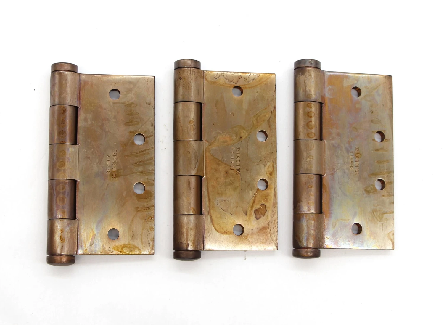Set Of 3 Lawrence 4.5 X 4.5 In. Ball Bearing Brass Butt Door Hinges 7 Set Of 3 Lawrence 4.5 X 4.5 In. Ball Bearing Brass Butt Door Hinges - Image 5