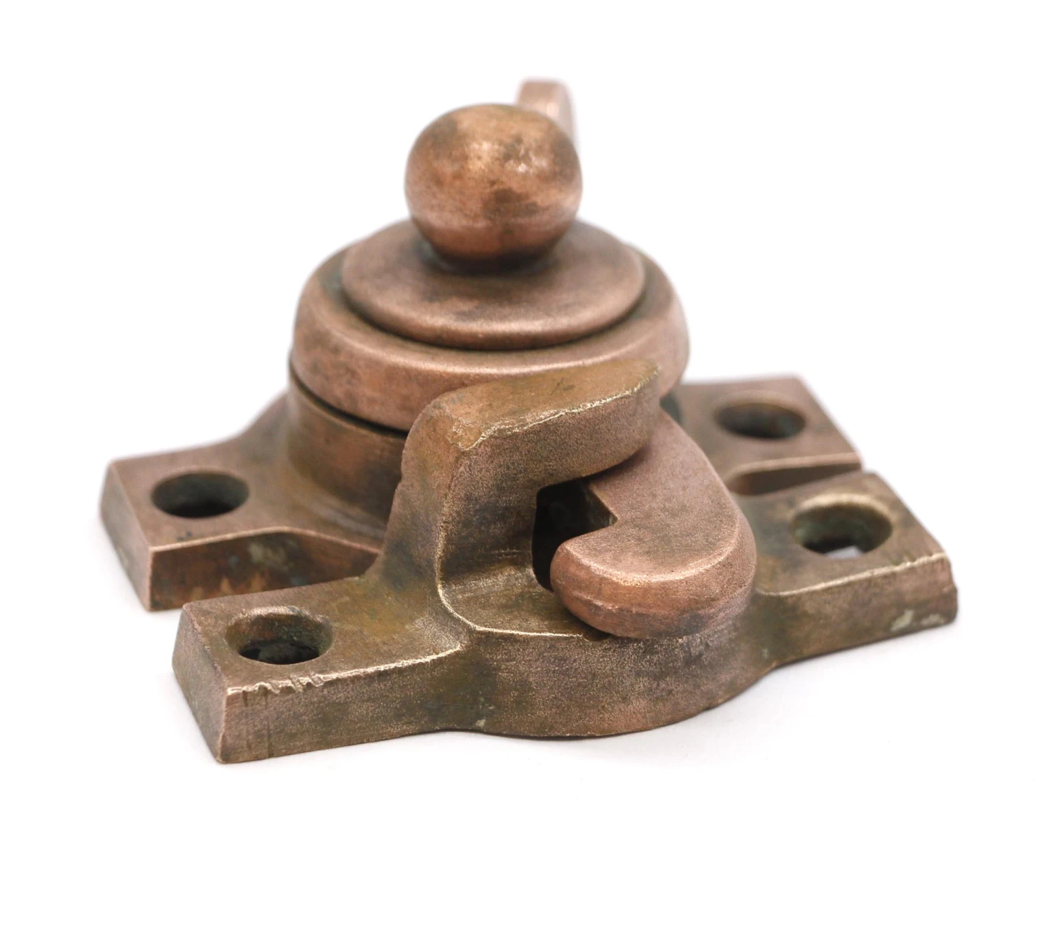 Vintage Copper Plated Brass Ball Top Window Lock 6 Vintage Copper Plated Brass Ball Top Window Lock - Image 4