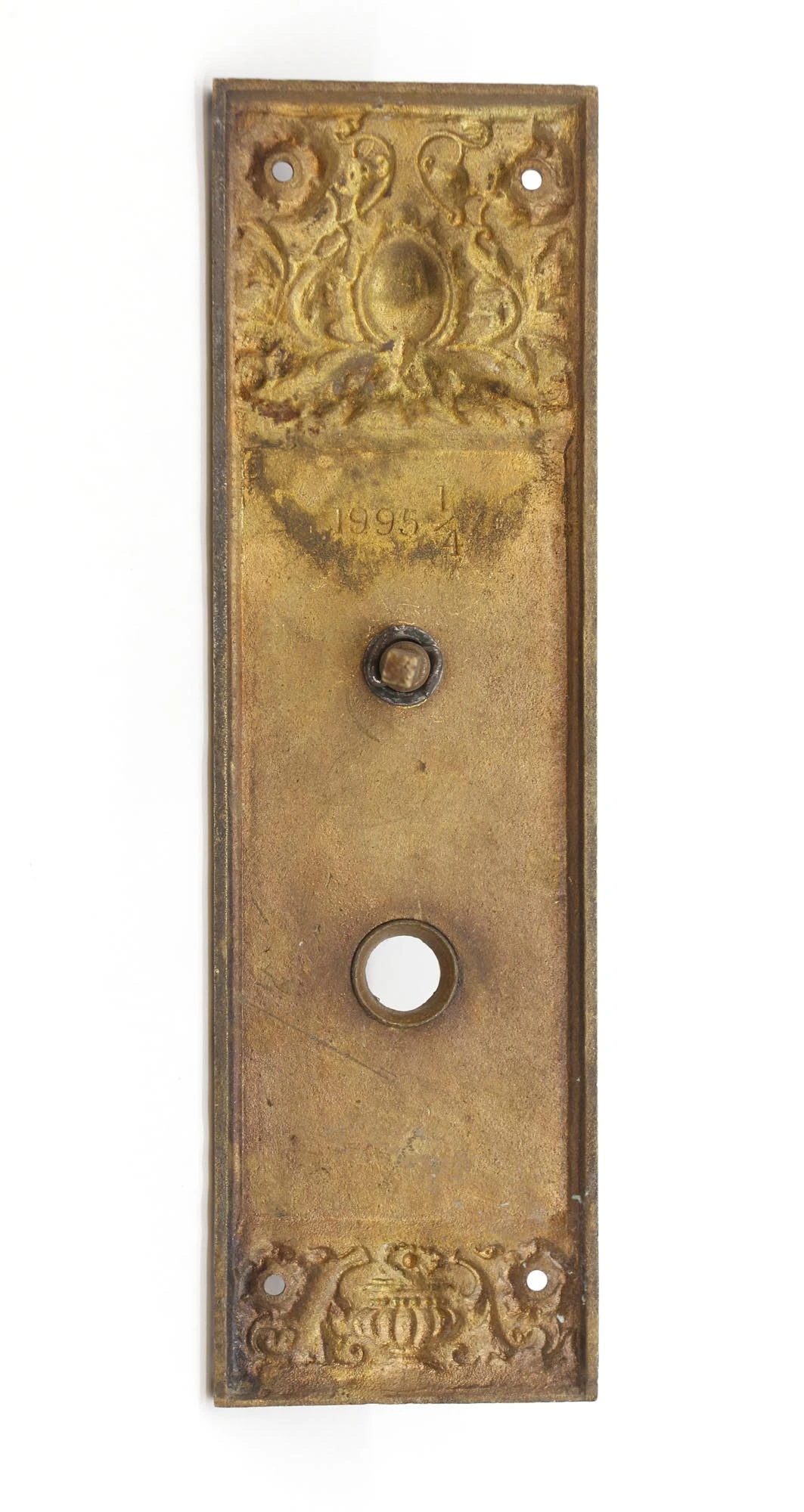 Victorian 9.75 In. Brass Privacy Door Back Plate With Thumb Turn 7 Victorian 9.75 In. Brass Privacy Door Back Plate With Thumb Turn - Image 5