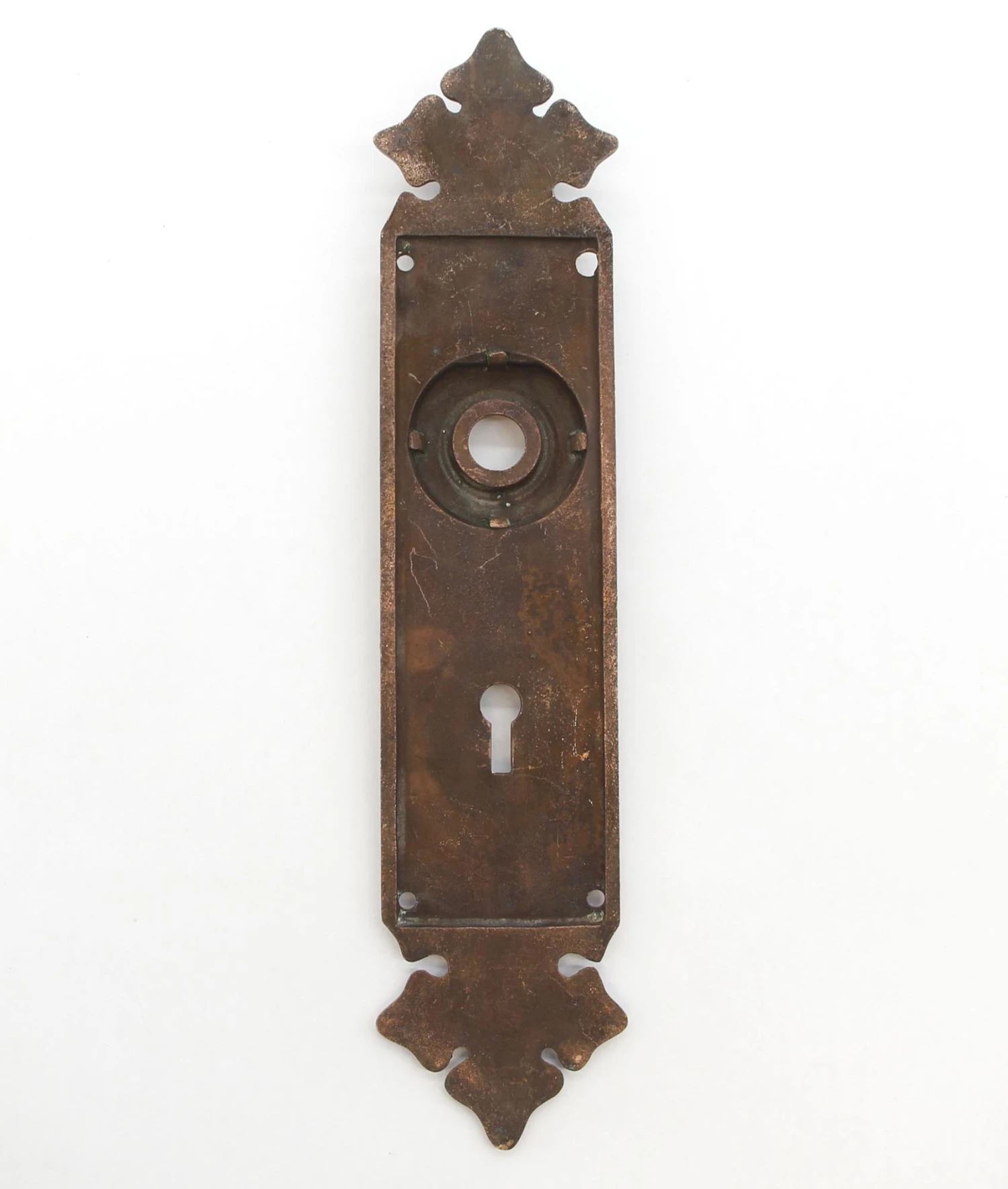 Victorian 10.25 In. Cast Brass Foliate Passage Door Back Plate 6 Victorian 10.25 In. Cast Brass Foliate Passage Door Back Plate - Image 4