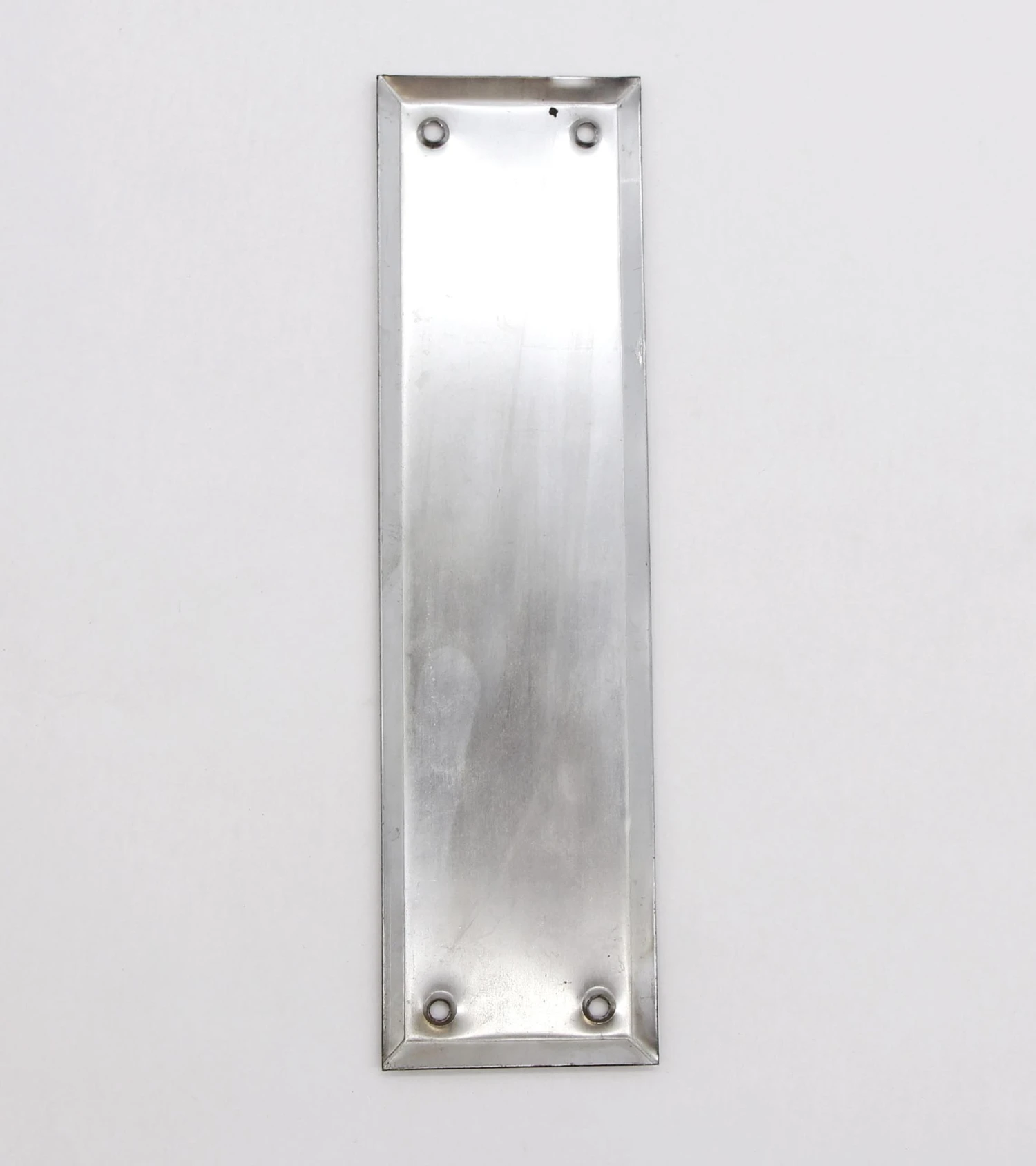 Vintage 9.875 In. Chrome Plated Steel Beveled Door Push Plate 6 Vintage 9.875 In. Chrome Plated Steel Beveled Door Push Plate - Image 4
