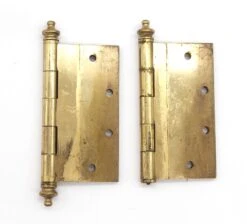 Pair Of Vintage Polished Brass 5 X 5 In. Butt Door Hinges -OGT Sale Store q286396 04