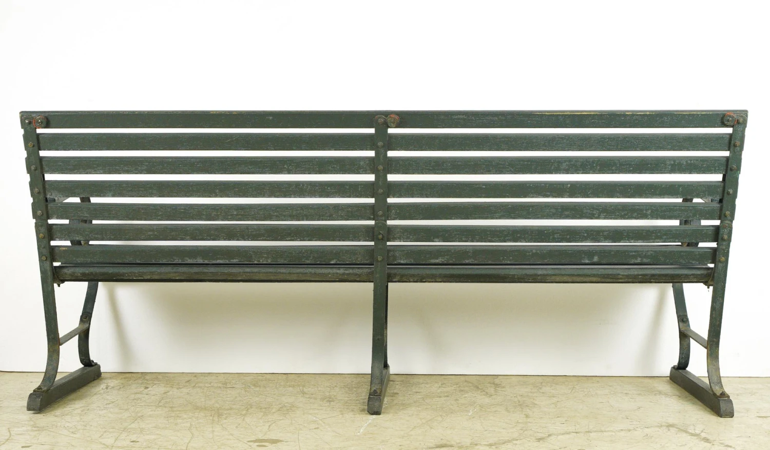 Belmont Park Horse Racetrack Green Oak & Iron Outdoor Bench 10 Belmont Park Horse Racetrack Green Oak & Iron Outdoor Bench - Image 8