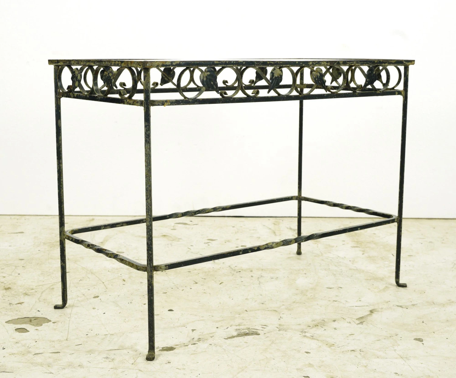 Vintage Glass & Wrought Iron Foliate Accent End Table 6 Vintage Glass & Wrought Iron Foliate Accent End Table - Image 4