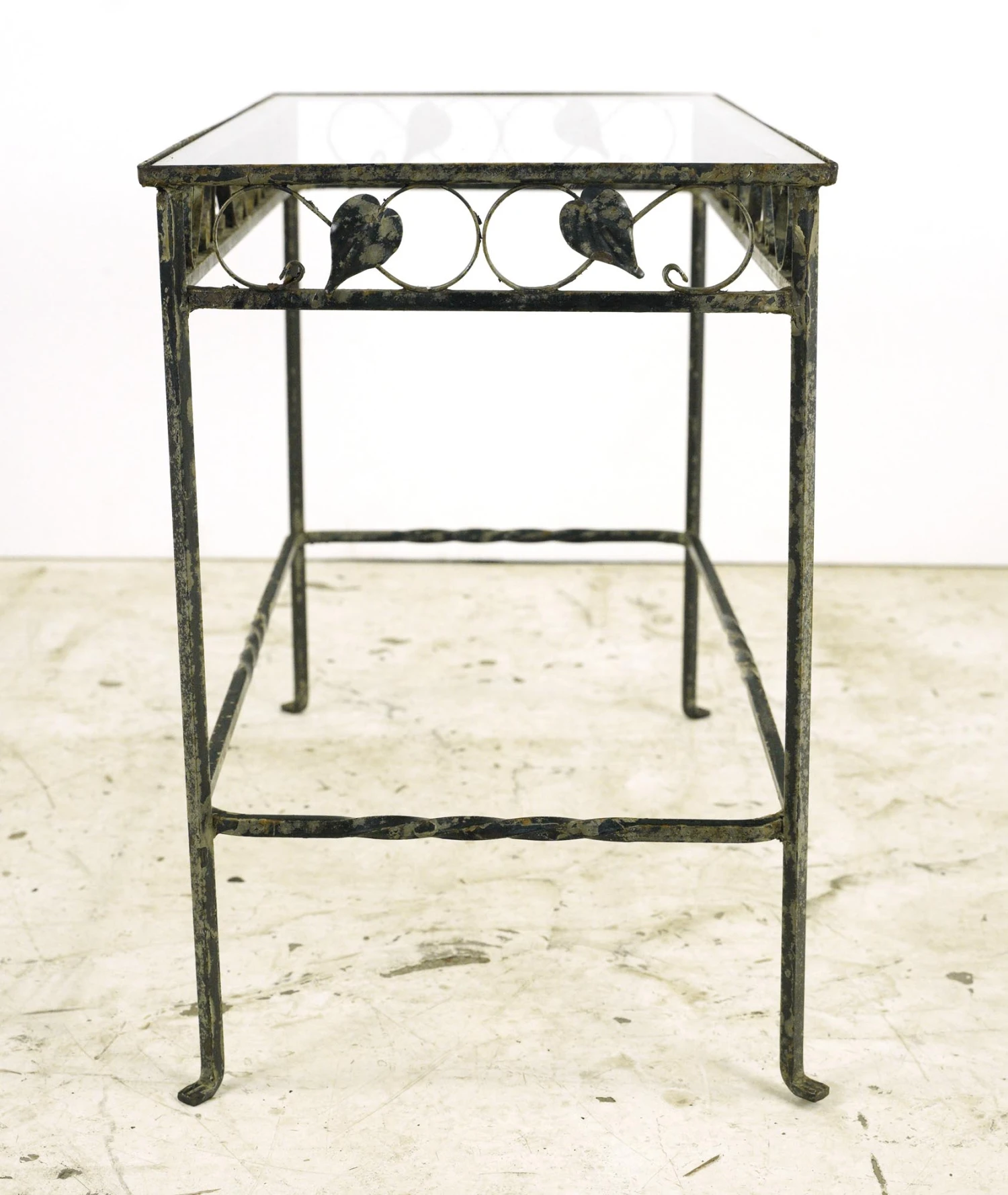 Vintage Glass & Wrought Iron Foliate Accent End Table 9 Vintage Glass & Wrought Iron Foliate Accent End Table - Image 7
