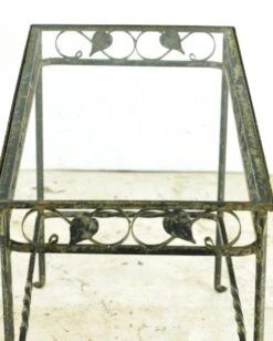 Vintage Glass & Wrought Iron Foliate Accent End Table 17 Vintage Glass & Wrought Iron Foliate Accent End Table -OGT Sale Store q286545 08