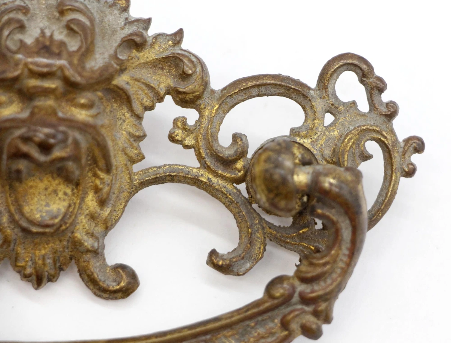 Vintage 4.75 In. Brass Lion Head Dresser Pull 6 Vintage 4.75 In. Brass Lion Head Dresser Pull - Image 4