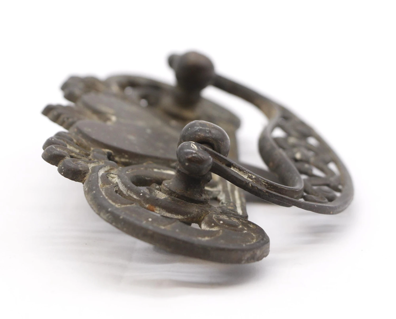 Pair Of Vintage 5.75 In. Dark Brass Patina Heart Dresser Pulls 9 Pair Of Vintage 5.75 In. Dark Brass Patina Heart Dresser Pulls - Image 7