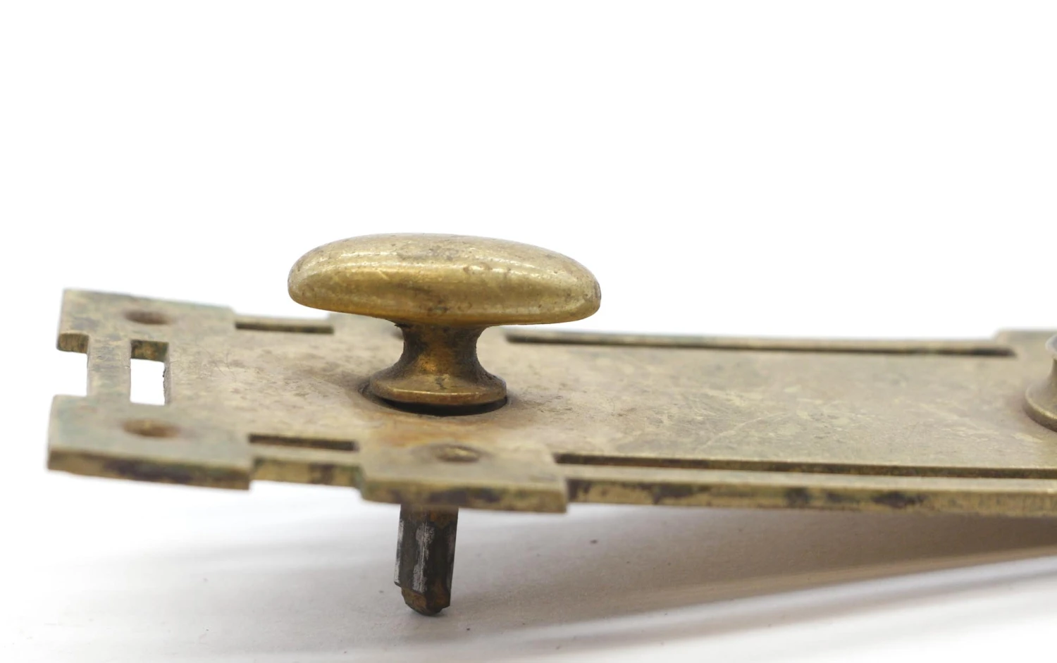 Antique 6.25 In. Arts & Crafts Penn Brass Privacy Door Back Plate 6 Antique 6.25 In. Arts & Crafts Penn Brass Privacy Door Back Plate - Image 4