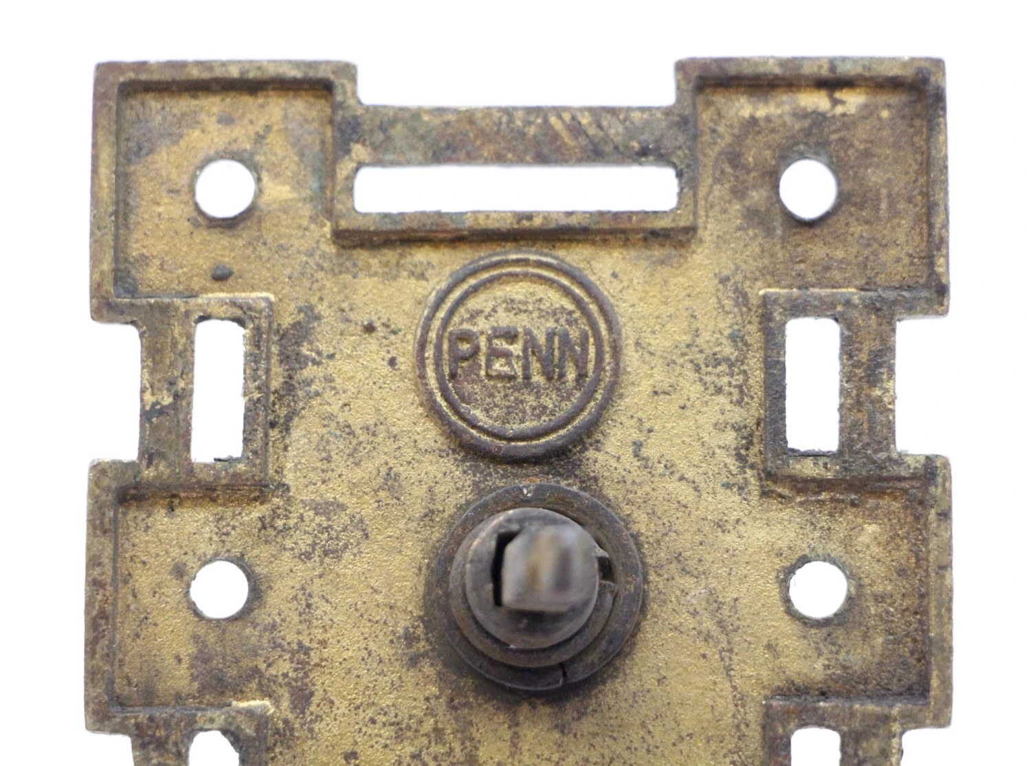 Antique 6.25 In. Arts & Crafts Penn Brass Privacy Door Back Plate 7 Antique 6.25 In. Arts & Crafts Penn Brass Privacy Door Back Plate - Image 5