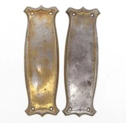 Pair Of Art Deco 9.25 In. Brass Finish Steel Door Push Plates -OGT Sale Store q286599 05