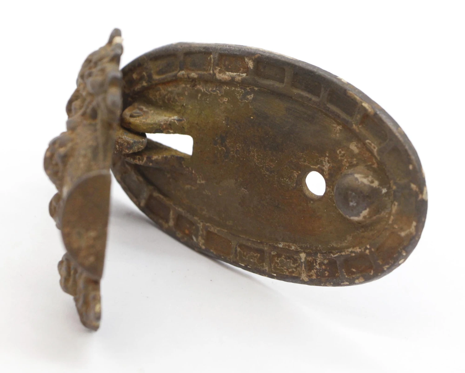 Antique Oval Cast Iron Floral Basket Motif Door Knocker 6 Antique Oval Cast Iron Floral Basket Motif Door Knocker - Image 4